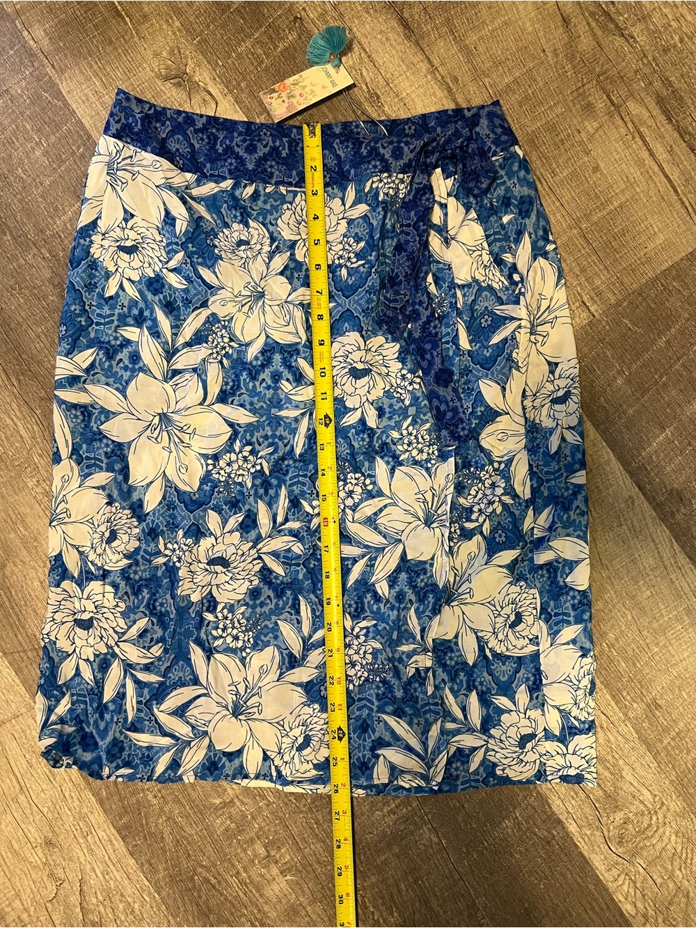 Johnny Was Blue and White Floral A-Line Skirt - Picture 3 of 6